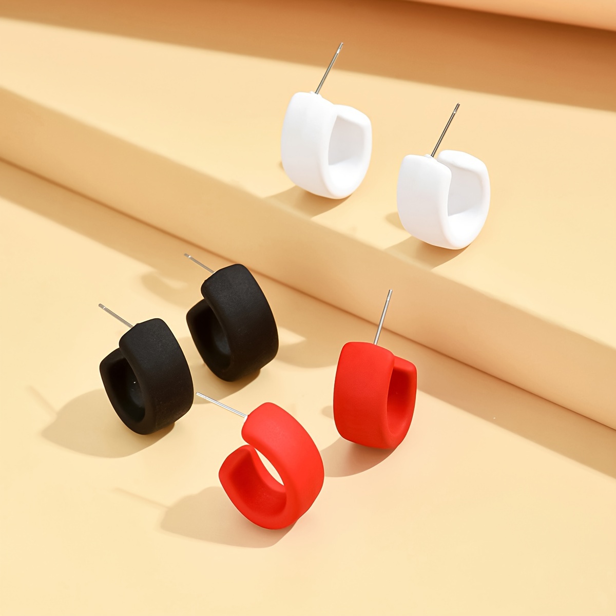 Acrylic Hoop Earrings Stainless Steel Ear Drops - Casual Wear
